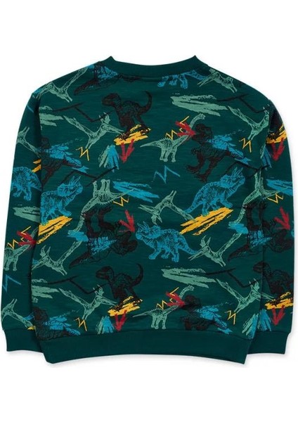 Dinozor Erkek Sweat - Yeşil