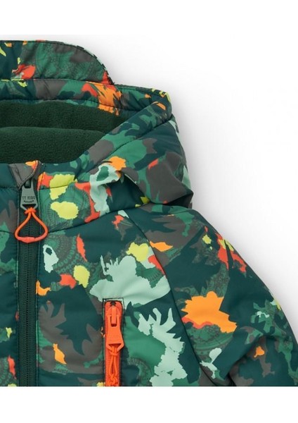 Şapkası Armalı Desenli Erkek Mont - Yeşil modelleri