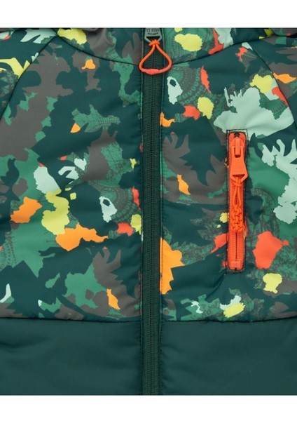 Şapkası Armalı Desenli Erkek Mont - Yeşil fırsatları