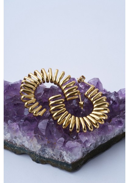 Oval Spring Gold Çelik Küpe modelleri