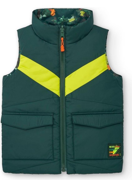 Fermuarlı Çift Taraflı Erkek Yelek - Yeşil