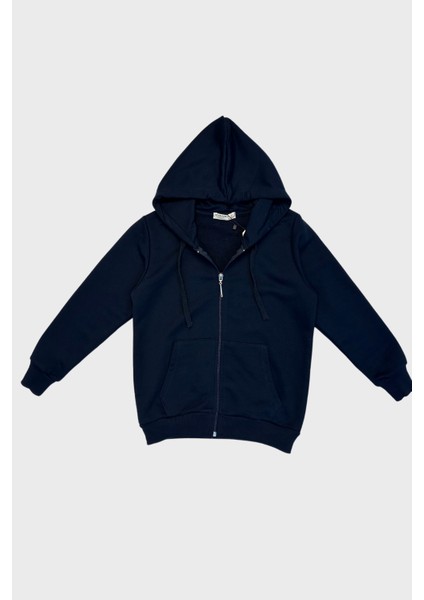 Fermuarlı Kapşonlu Erkek Sweat - Lacivert