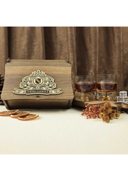 Ahşap Kutulu Vintage Tasarımlı Isim & Mesaj Yazılı Viski Kadehi Seti indirimleri