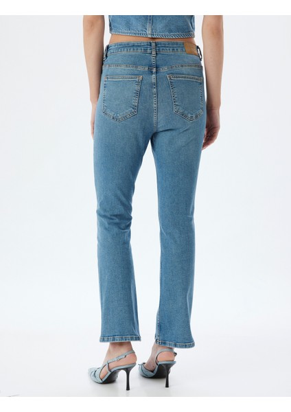 Ispanyol Paça Kot Pantolon Skinny Fit Düğmeli Pamuklu - Kick Flare Jean fırsatları