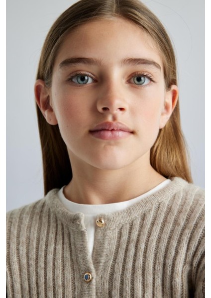 Örme Kız Hırka - Bej modelleri