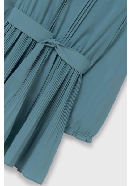 Pileli Kız Elbise - Yeşil Mint modelleri