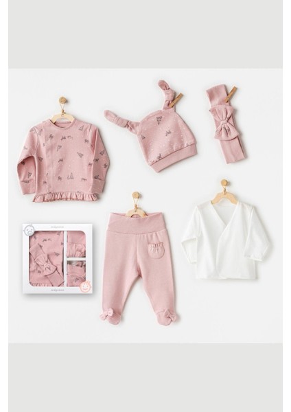 Ceylan Baskılı 5'li Kız Hastane Çıkışı - Pembe