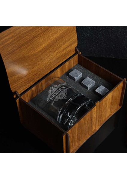 Ahşap Kutulu Retro Arma Tasarımlı Isme Özel Taşlı Viski Kadehi Seti indirimleri