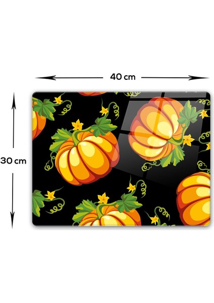 Cam Kesme Tahtası - Cam Kesme Tablası | Balkabağı Siyah Fon | 30CM x 40CM fiyatları