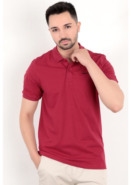 John Borners Erkek Bordo Polo Yaka T-shirt Pamuklu Serin Tutan Regular Fit 2061