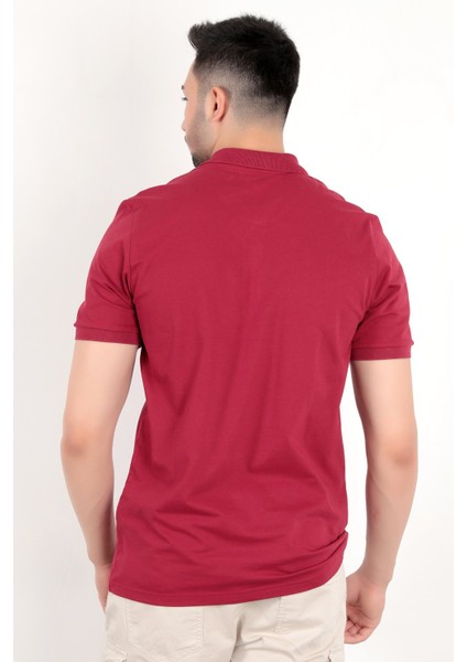 John Borners Erkek Bordo Polo Yaka T-shirt Pamuklu Serin Tutan Regular Fit 2061