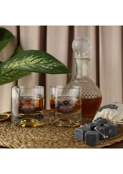 Ahşap Kutulu Vintage Tasarımlı Çiftlere Özel Taşlı & 2'Li Viski Kadehi Seti fiyatları