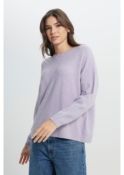 Regular Fit Normal Kesim Lila Triko Kazak