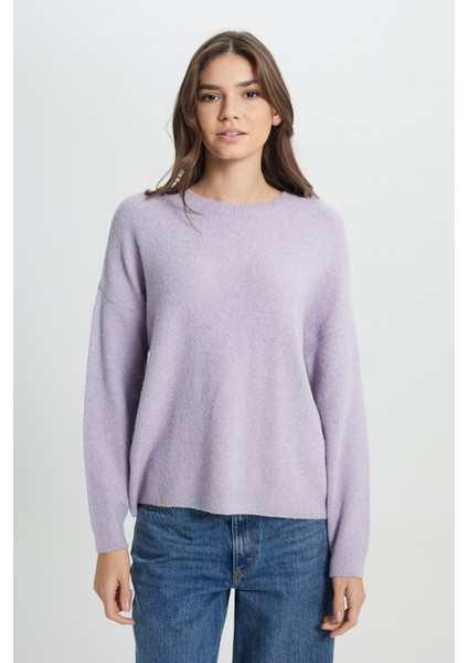Regular Fit Normal Kesim Lila Triko Kazak