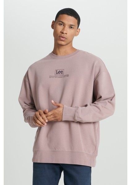 Loose Fit Rahat Kesim %100 Pamuk Bisiklet Yaka Şardonlu Sweatshirt
