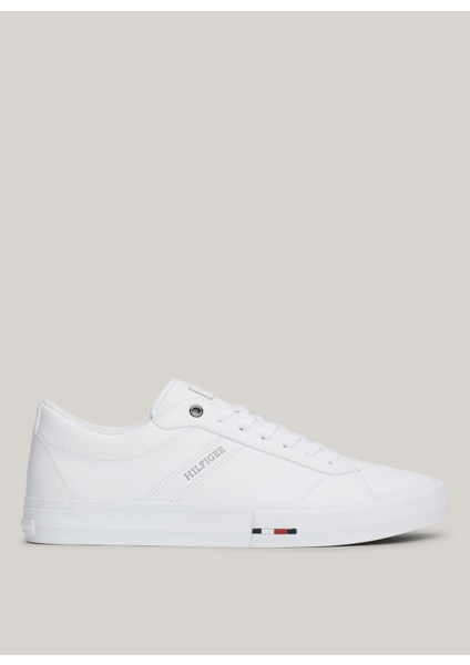 Tommy Hilfiger Beyaz Erkek Sneaker Th Hı Vulc Street Rwb Lth Low