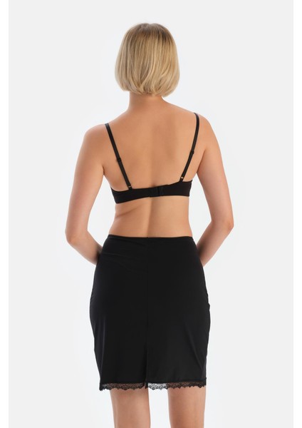 Siyah 4013KC Etek Ucu Dantelli Mıdı Jupon fiyatları