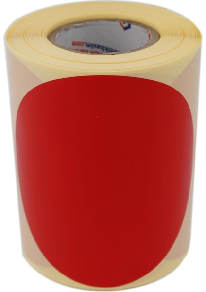 Etiketler Kuşe Daire Renk Baskılı Çap Etiketi 75MM Daire Ölçülerinde Yuvarlak Çıkartma Sticker Ruloda 300 Adet Kendinden Yapışkanlı Rulo Etiketi Barkod Yazıcılar ile Uyumlu 40MM Kuka (Kırmızı)