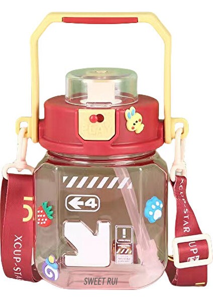 1000ML Büyük Kapasiteli Plastik Taşınabilir Su Şişesi Saman Bardağı (Yurt Dışından)