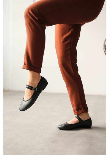 Kadın Vavin Babet Ayakkabı - Siyah-Deri fırsatları