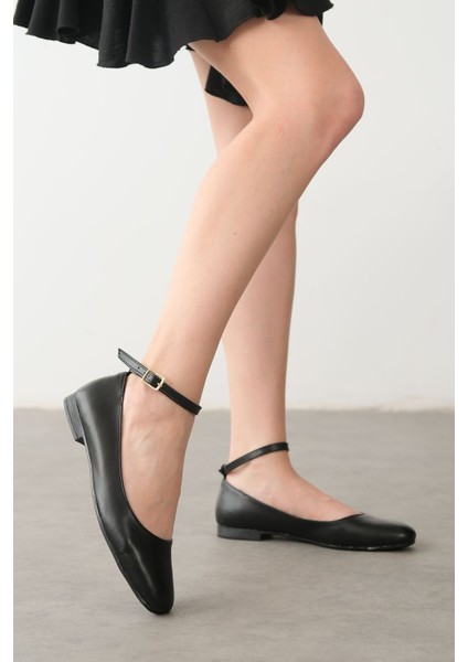 Kadın Poliga Babet Ayakkabı - Siyah-Deri indirimleri