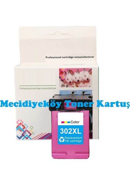 HP 302XL-F6U67AE (1110-2130-2132-2134-3630-3632-3633-3634-3636-3638-4520-4522-4523-4524-4525-4527-4528-3830-3831-3832-3833-3834-3835-4650-4652-4654-4655-4657-4658-5220-5230) Muadil Renkli Kartuşu