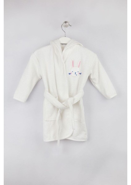 Bebek Bornoz Tavşan Nakışlı %100 Pamuk BNL-0025