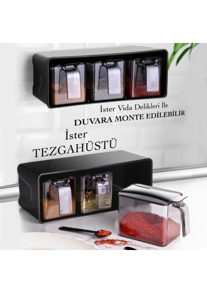 3 Lü Baharatlık Set Duvar Askılı ROYALEKS-L677
