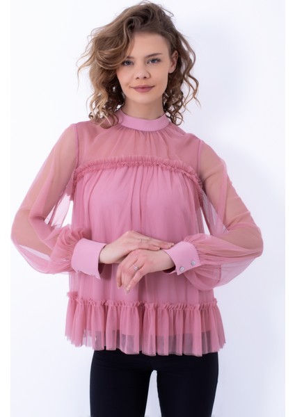 Kadın, Straplez Kesimli Tüllü Bluz. modelleri
