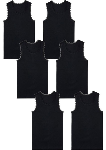 Kız Çocuk Pamuk 6lı Dantelli Atlet 1134 ONL-02607