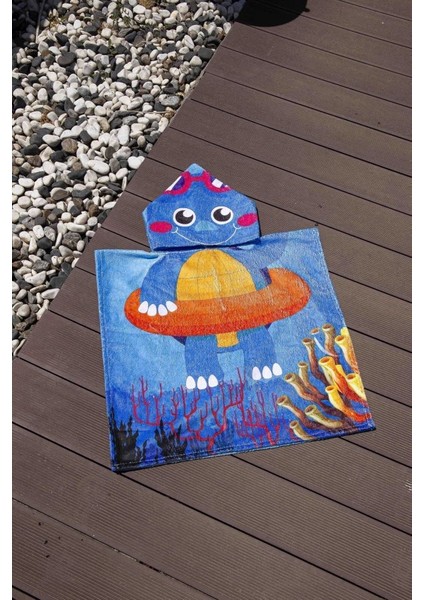 Çocuk Köpek Balığı Desenli Havlu Panço BNL-0027