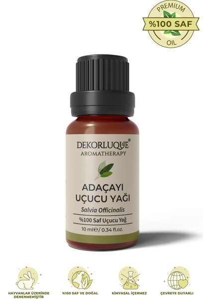 Adaçayı Uçucu Yağı Saf & Doğal Aromaterapi Buhurdanlık Difüzör Cilt Bakım Yağı 10 Ml