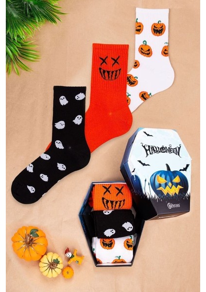 Unisex Halloween 3lü Kutulu Soket Çorap ONL-02630