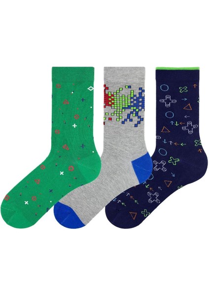 Erkek 3lü Tetris Temalı Soket Çorap Kutulu-4 ONL-02547