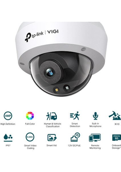 Tp-Lınk Vıgı C240 4 mm 4mp Full-Color Dome Ip Kamera (1/3" 30FPS FHD H265+)
