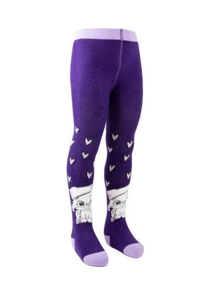 Kedili Saçaklı Pembe Bebek Havlu Külotlu Çorap ONL-02484