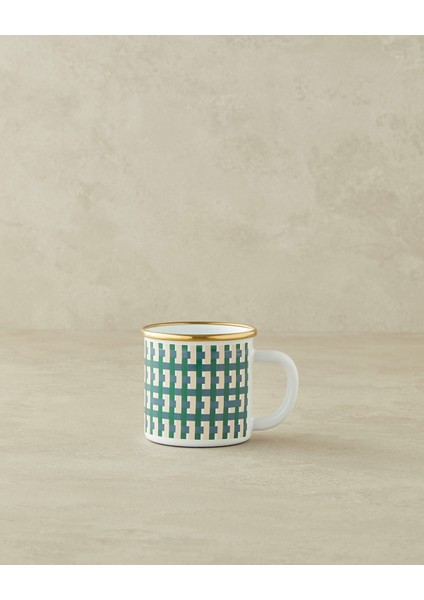 Retro Plaid Emaye Kupa 350 ml Renkli