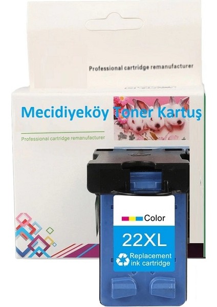 HP 22XL-C9352CE-3940-4355-5610-D1530-D2360-D2460-F2180-F380-F4180-PSC 1410 Muadil Renkli Kartuş
