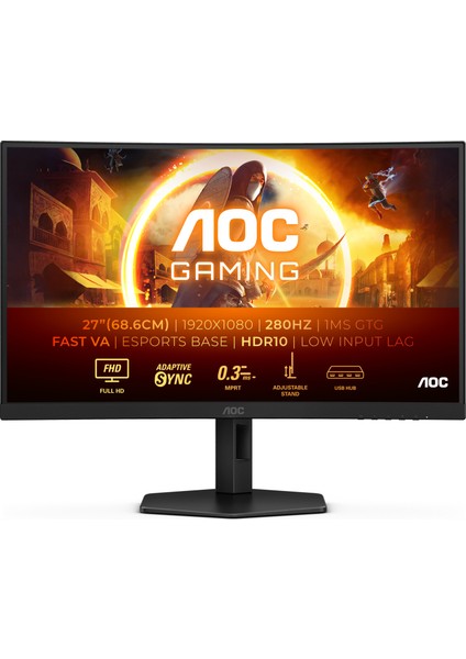 Aoc 27# C27G4ZXU 0,3ms 280HZ HDMI  Fast VA FHD Curved Monitör