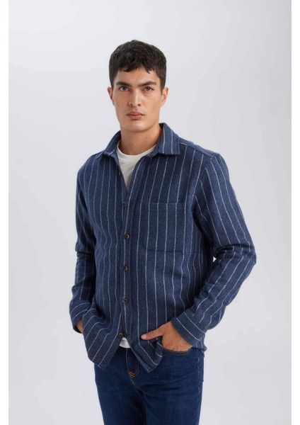 Regular Fit Polo Yaka Çizgili Oduncu Uzun Kollu Gömlek A8031AX24AU modelleri