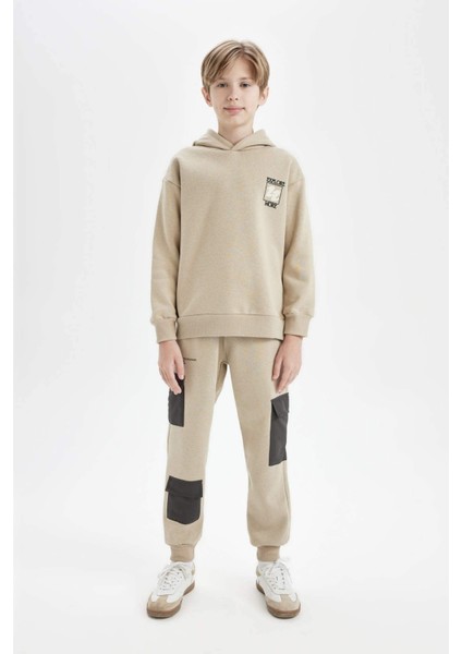 Erkek Çocuk Oversize Geniş Kalıp Sırt Baskılı Kapüşonlu Sweatshirt D3970A824WN fiyatları