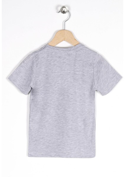 Bisiklet Yaka Kısa Kol Glow Inthe Dark Cep Baskılı Gri Melanj Renk Erkek Çocuk Tshirt fiyatları