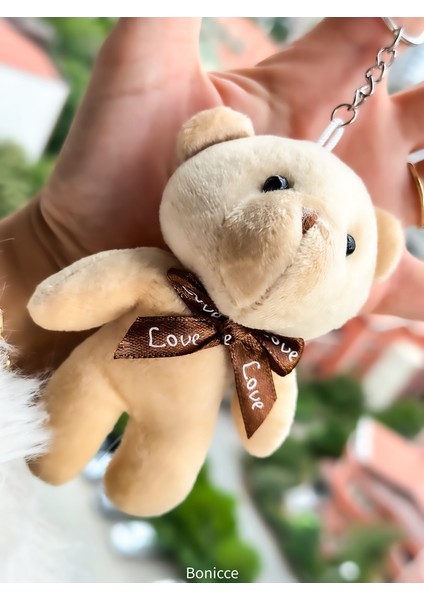 Marka Hediyelik Pelüş Krem Renk 'ı Love You Yazılı' Ayıcıklı Anahtarlık , Çanta Süsü modelleri