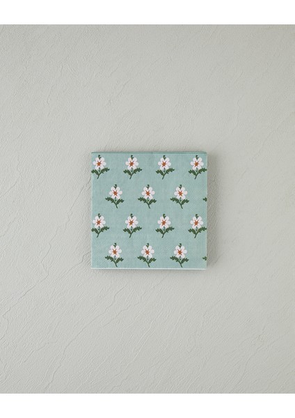 Retro Floral Kağıt 20'li Kağıt Peçete Yeşil