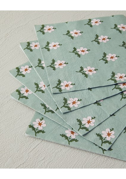 Retro Floral Kağıt 20'li Kağıt Peçete Yeşil fiyatları