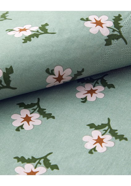Retro Floral Kağıt 20'li Kağıt Peçete Yeşil modelleri