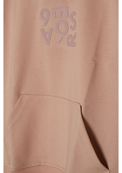 Bej Yazı Kabartma Baskılı Kapüşonlu Erkek Çocuk Sweatshirt 19350 fiyatları