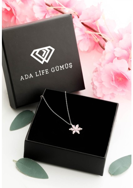 925 Ayar Gümüş Lotus Çiçeği Kadın Kolye (Özel Kutulu)