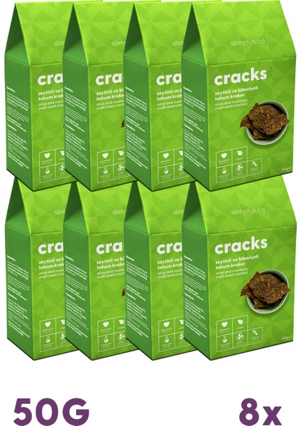 8 Paket Zeytin Biberiyeli Glutensiz Vegan Tohum Kraker Cracks 50 gr