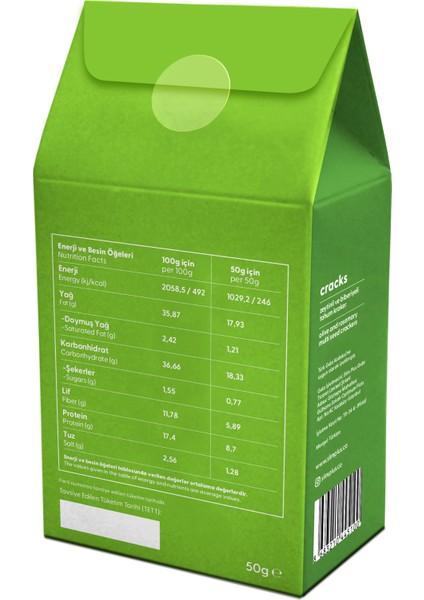 8 Paket Zeytin Biberiyeli Glutensiz Vegan Tohum Kraker Cracks 50 gr